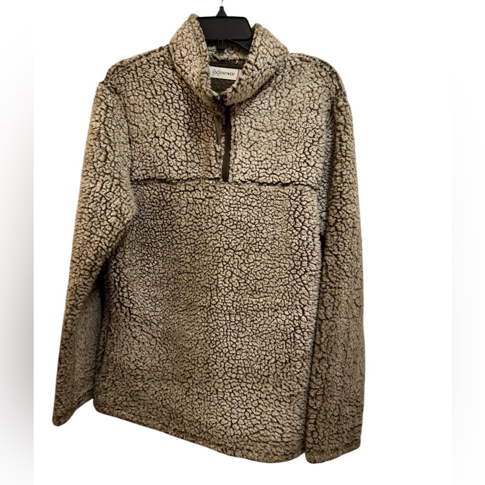 W Departwest Faux Fur Pullover 1/4 Front Zipper Opening Top Size M